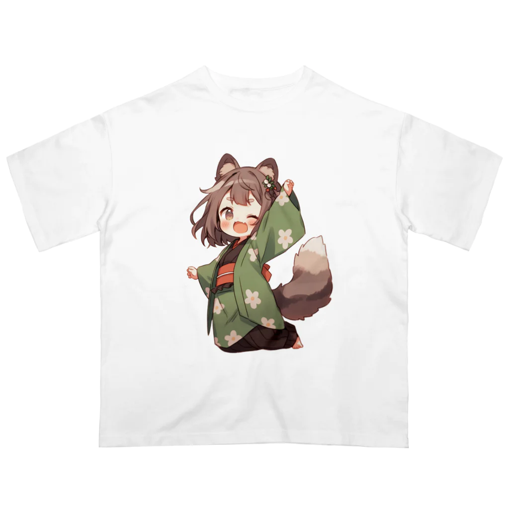 jai-to-anのたぬっぺ (Tanuppe) ver.1　狸の神様、たぬき、タヌキ オーバーサイズTシャツ