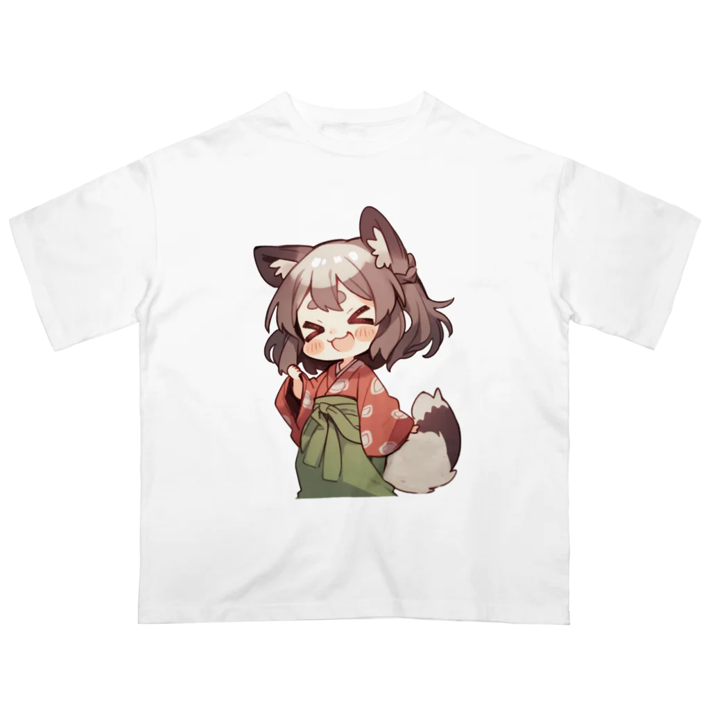 jai-to-anのたぬっぺ (Tanuppe) ver.2　狸の神様、たぬき、タヌキ オーバーサイズTシャツ