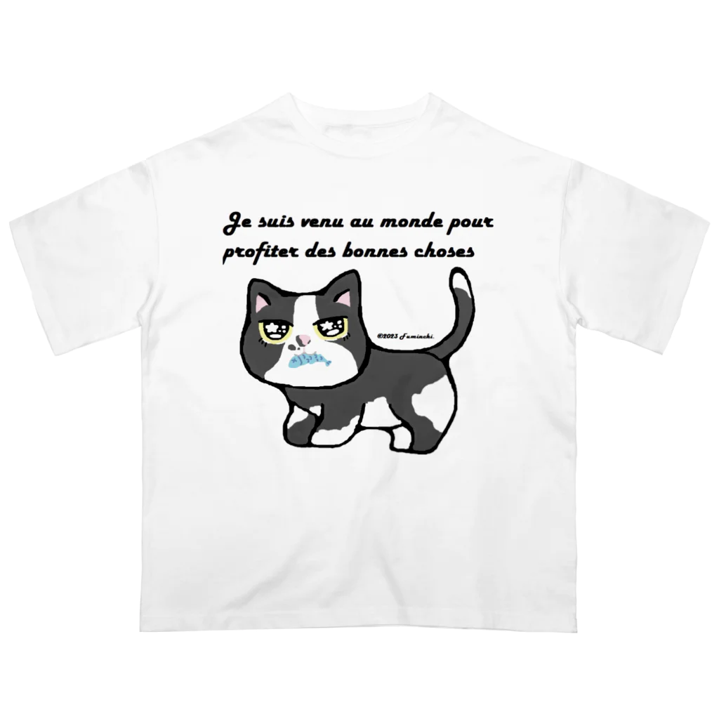 minminのハチワレうおざねこ オーバーサイズTシャツ