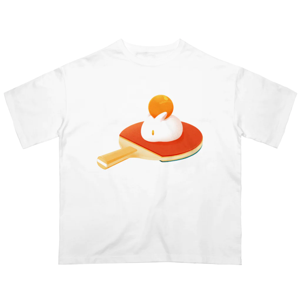 MochiOzのうさもちTシャツ（卓球） オーバーサイズTシャツ