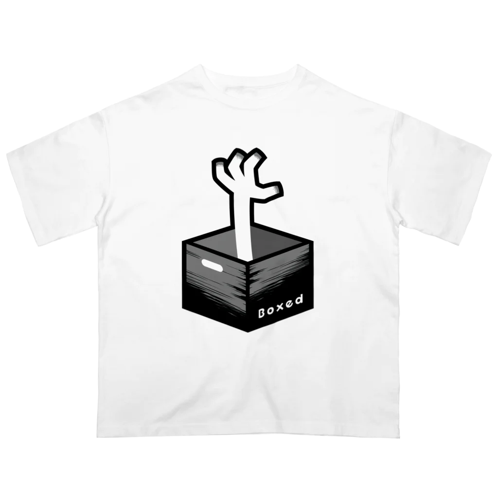 ツギハギ ニクの【Boxed * Horror】白Ver オーバーサイズTシャツ