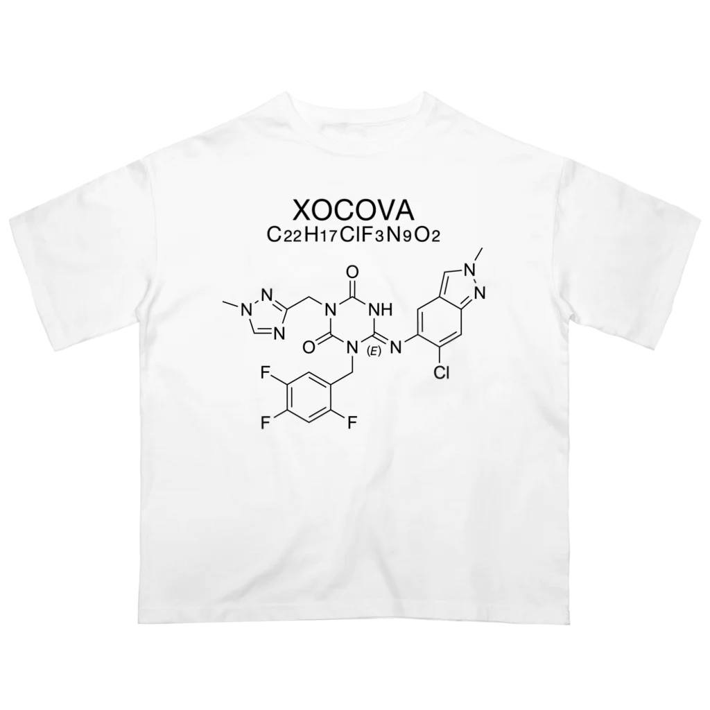 DRIPPEDのXOCOVA C22H17ClF3N9O2-ゾコーバ-(Ensitrelvir-エンシトレルビル-) オーバーサイズTシャツ