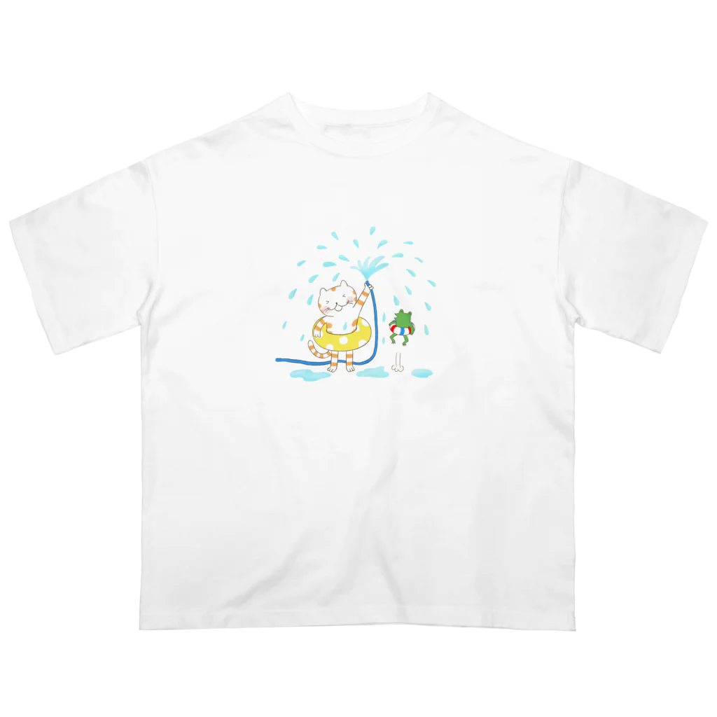 カワラリマーの水浴び猫さん オーバーサイズTシャツ