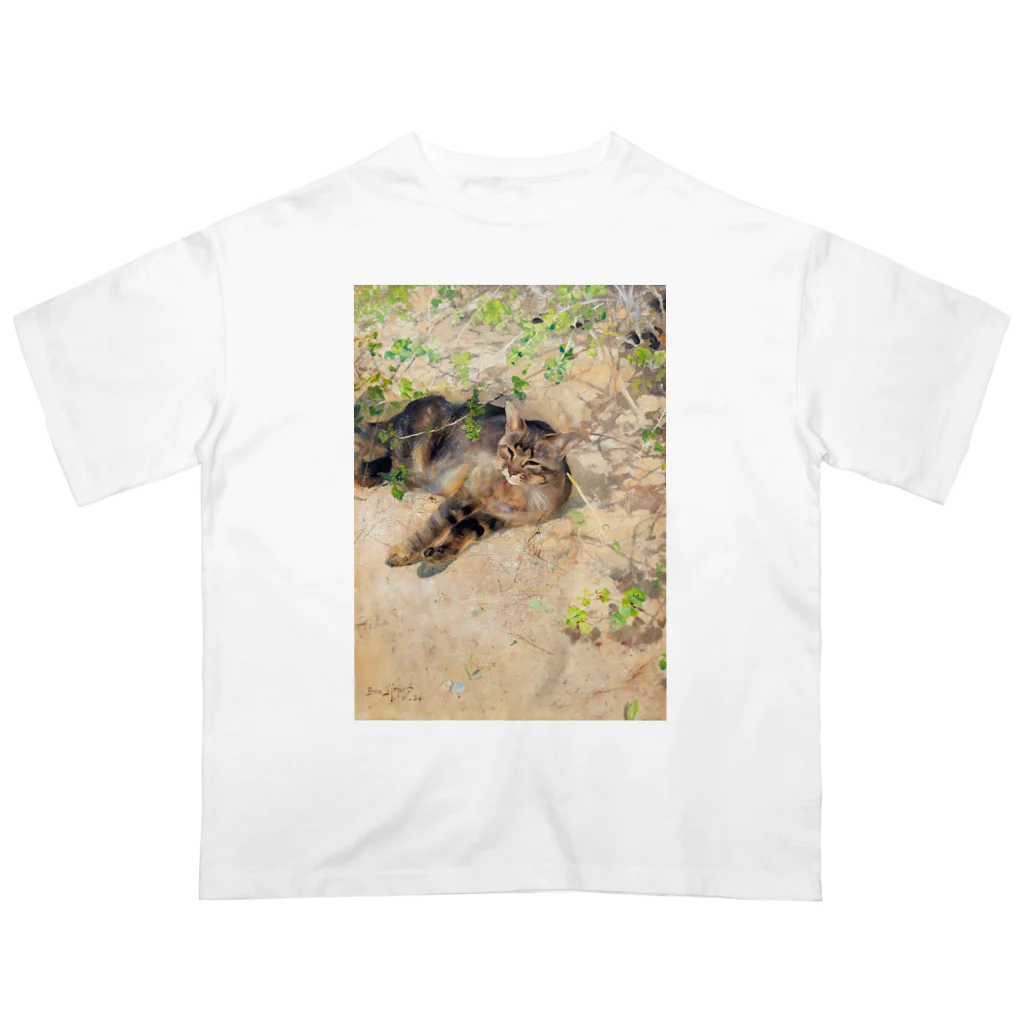 猫アートグッズのブルーノ・リリエフォッシュ 《春の日差しを浴びる猫のジェッペ》 Oversized T-Shirt