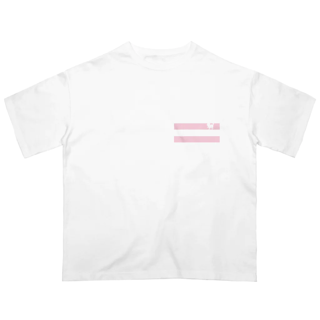 Raccoのmimi ２ライン　pink オーバーサイズTシャツ