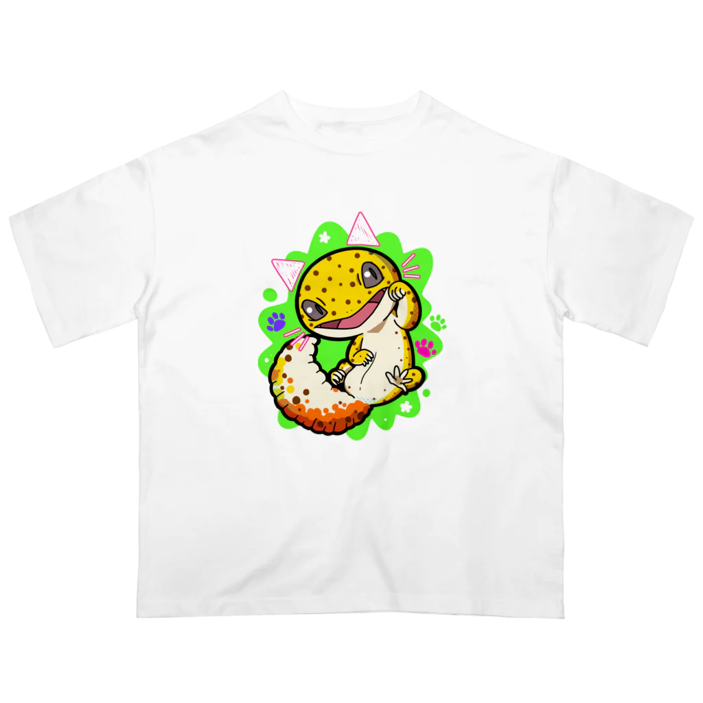 しっぽ王国の招き猫ヤモリ Oversized T-Shirt