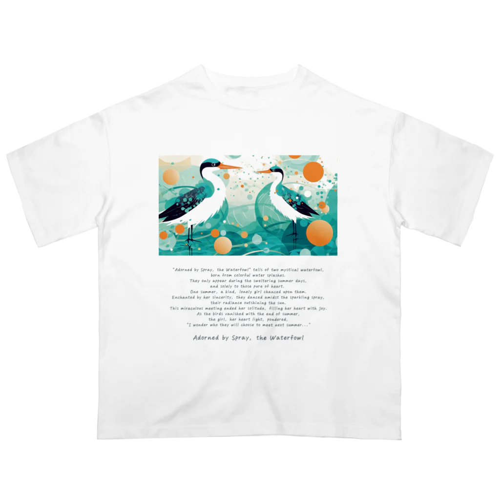 鳥救うSUZURIの『しぶきをまとうみずどり』【寄付付き商品】 Oversized T-Shirt