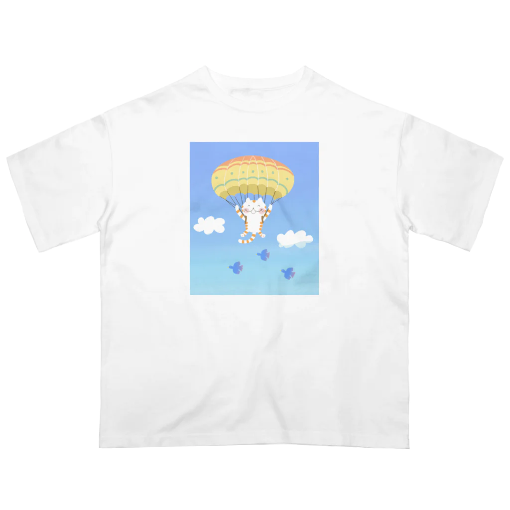カワラリマーの青空の猫さんパラグライダー Oversized T-Shirt