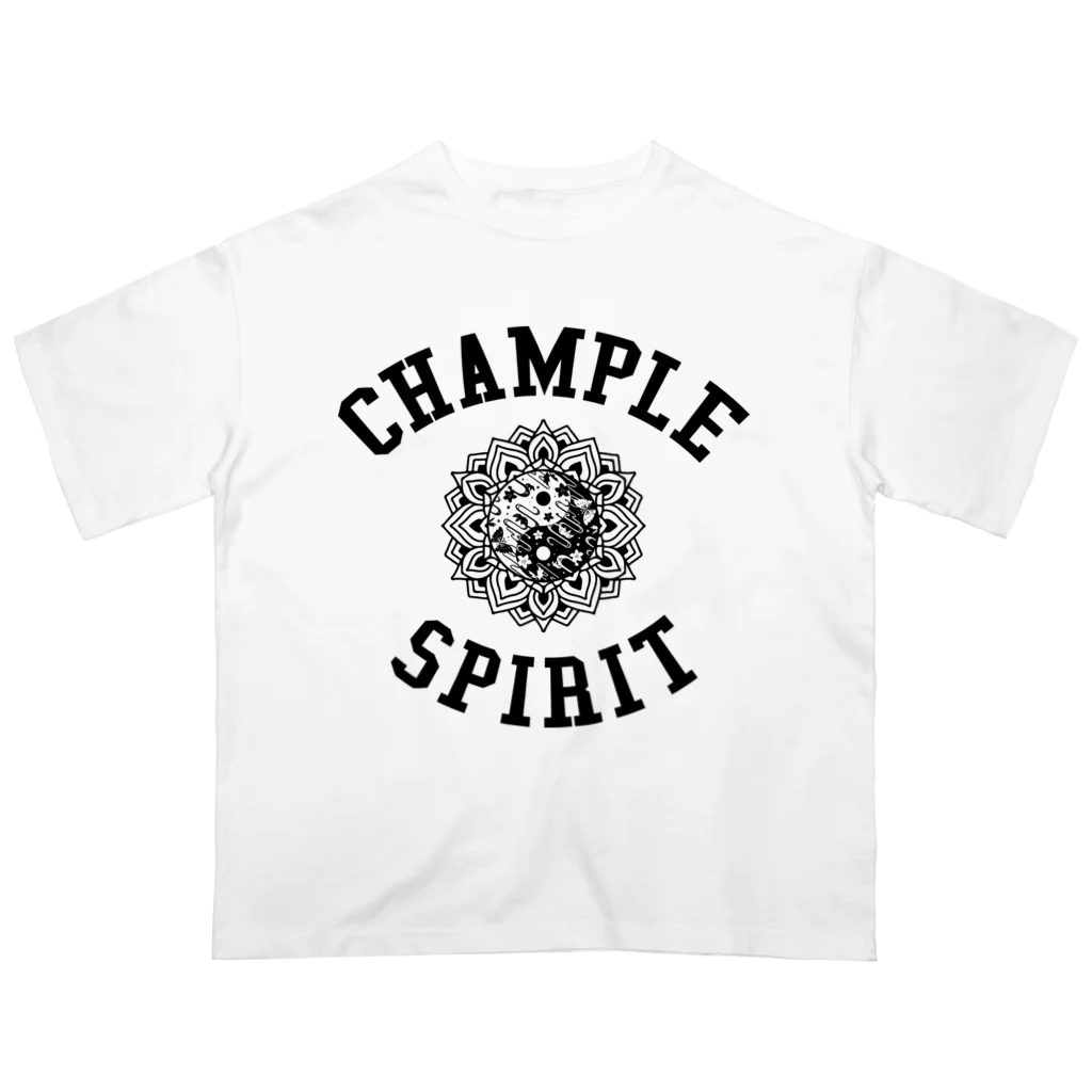 LEELA 〜 official shop 〜のCHAMPLE SPIRIT 〈ブラックプリント〉 オーバーサイズTシャツ