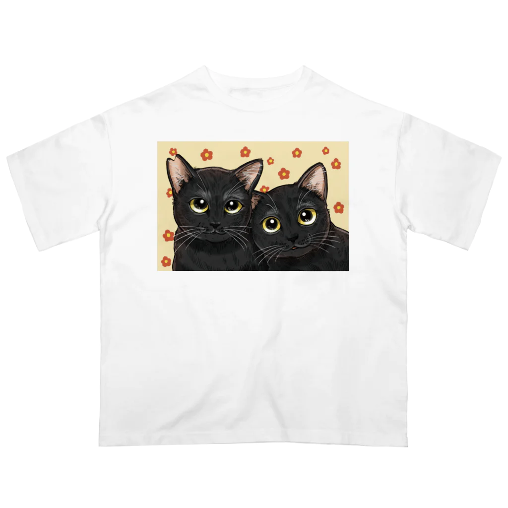 縁-yukari-の双子の黒猫 オーバーサイズTシャツ