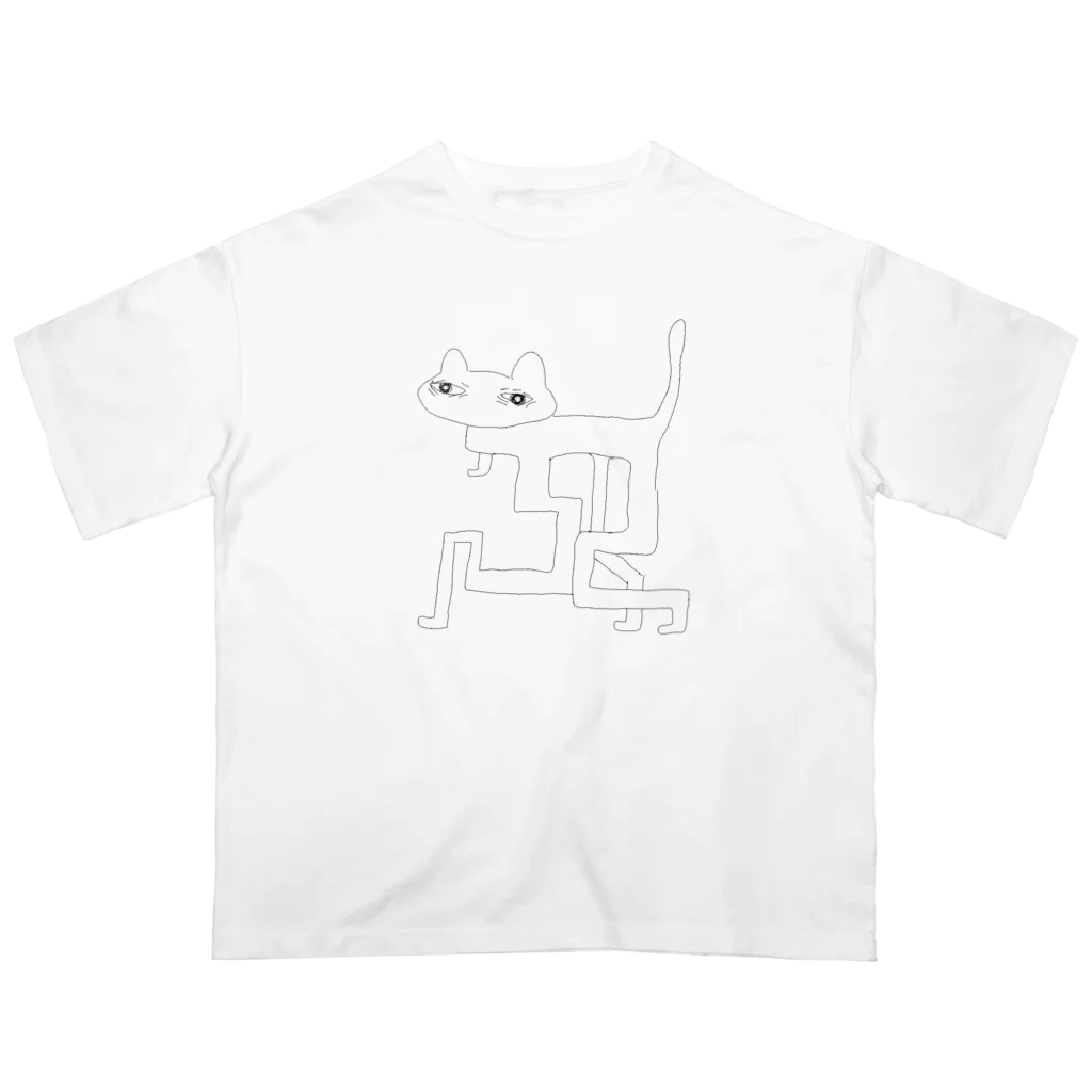 サブカルビジネスセンター尼崎の猫はじっとこっちをみている オーバーサイズTシャツ