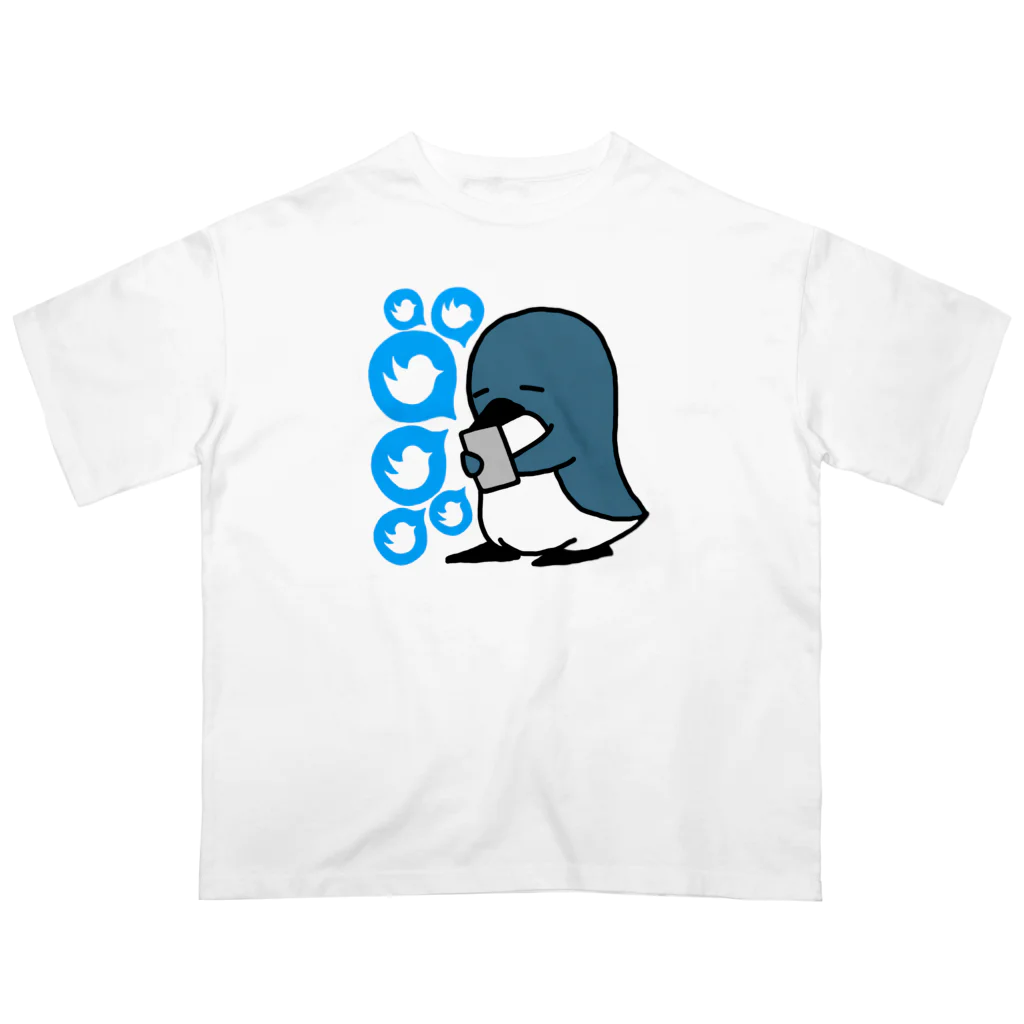 こへだの青い鳥を惜しむペンギン オーバーサイズTシャツ