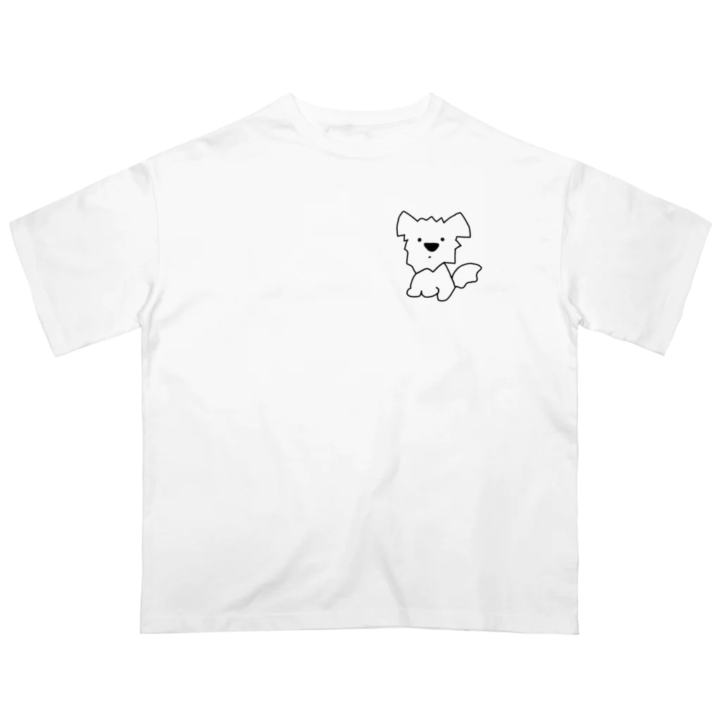 ぱるぱるぱりんとんのホワイトわんこ オーバーサイズTシャツ