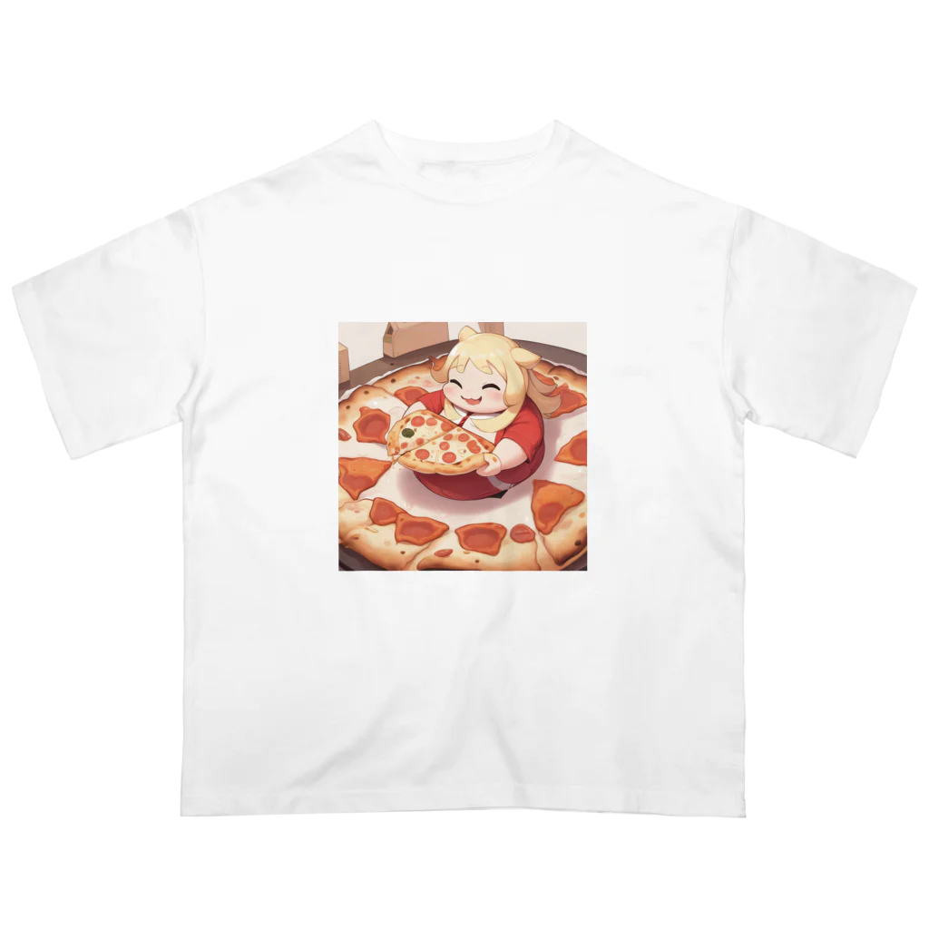 がみみしょつぷのピザを食べるデブ オーバーサイズTシャツ