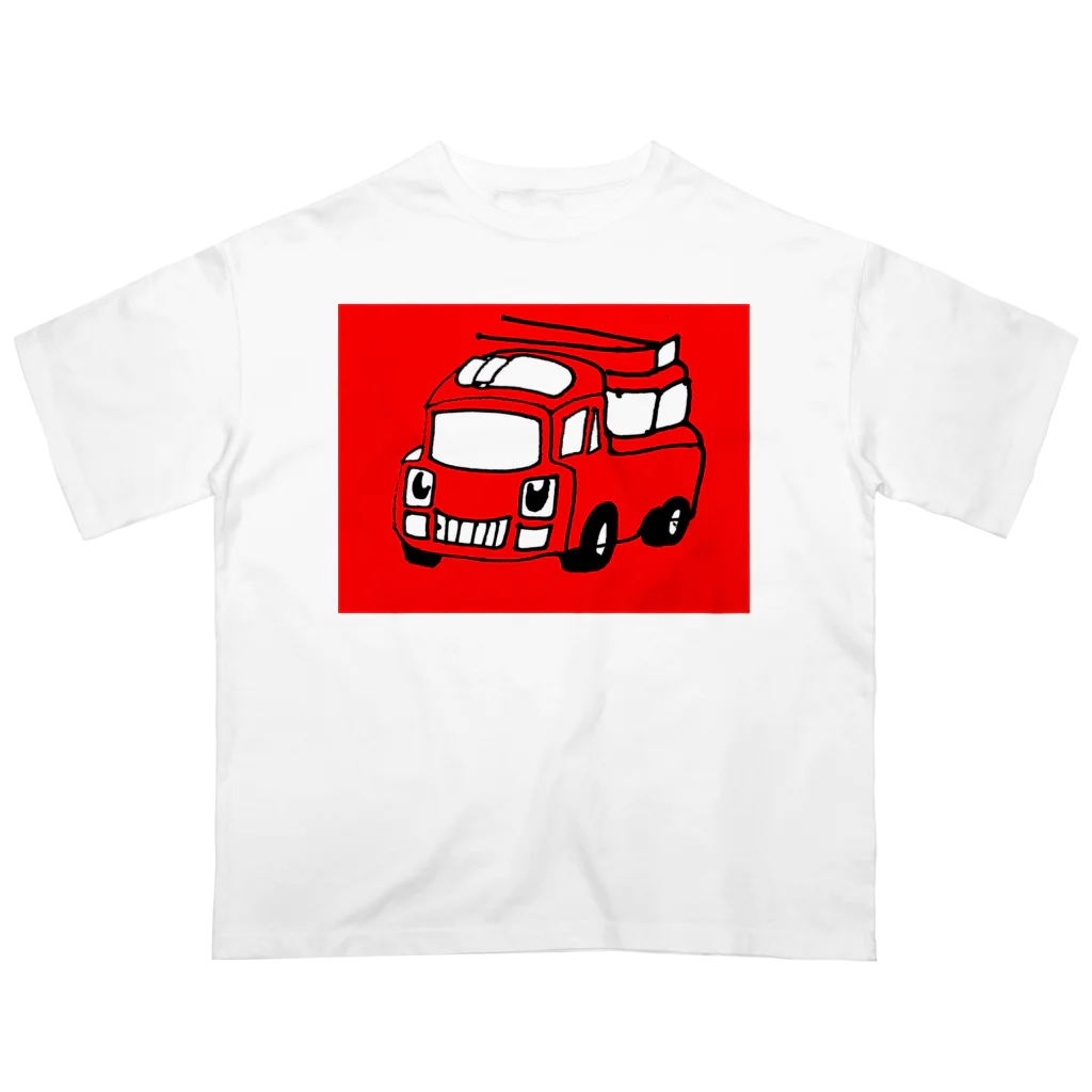 音楽とゆるキャラの消防車 オーバーサイズTシャツ