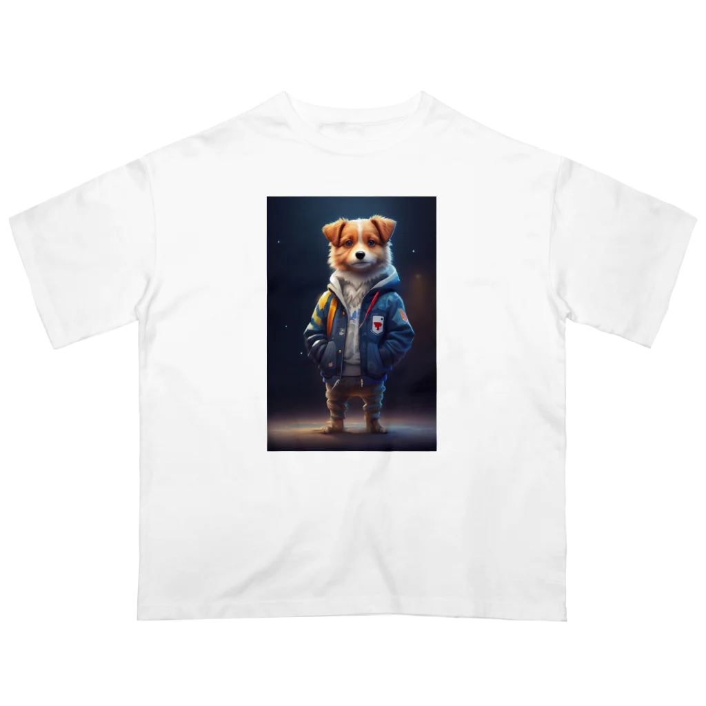 🔥AI art shop🔥のやんちゃな学生風の子犬 Oversized T-Shirt