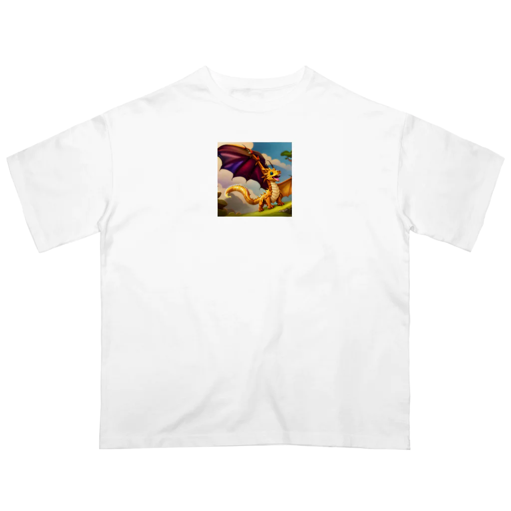 幸せアートワールドの可愛い龍のイラストグッズ オーバーサイズTシャツ