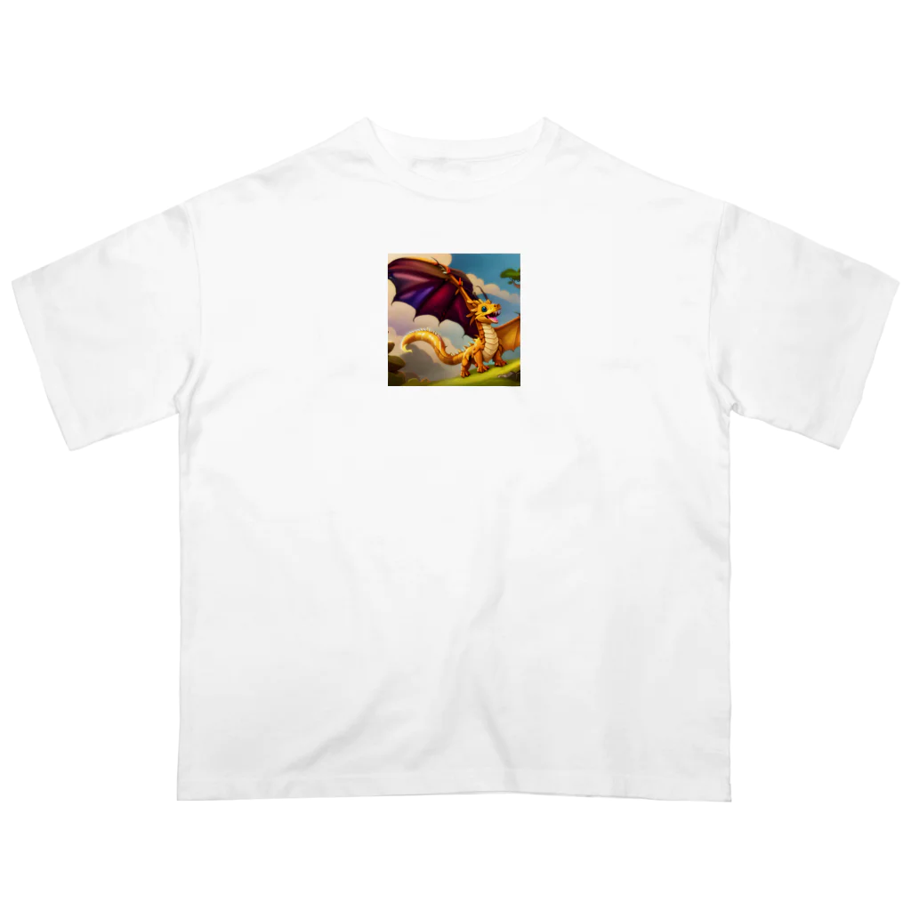 幸せアートワールドの可愛い龍のイラストグッズ Oversized T-Shirt