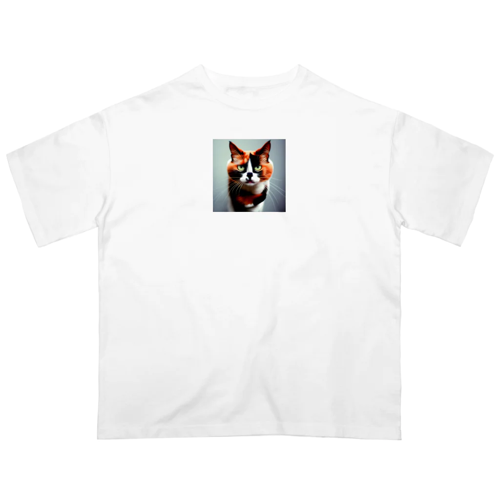 den_hartの我慢顔の三毛猫くん Oversized T-Shirt