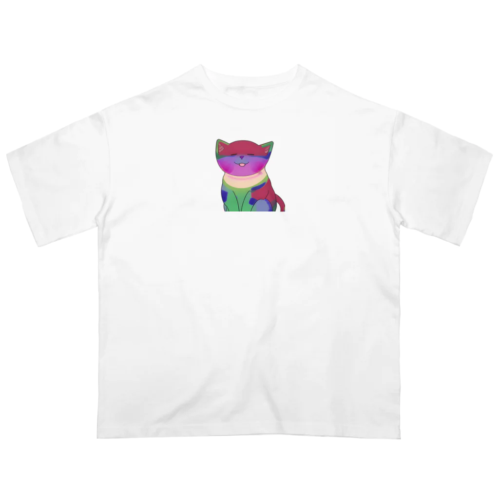 bokenasuの幸運を呼ぶ⁈虹色ネコ助 Oversized T-Shirt