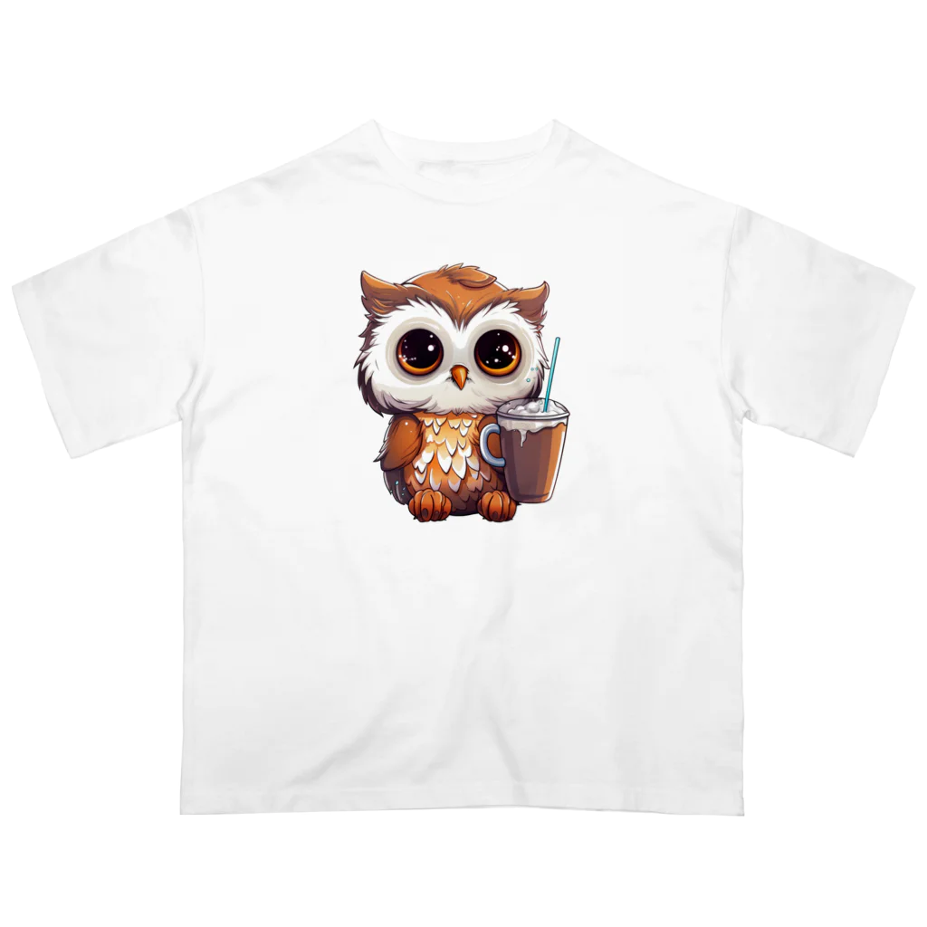 Vasetti_pressのフクロウとコーヒー オーバーサイズTシャツ