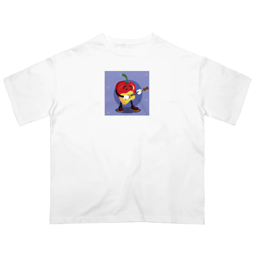 satomatoのイラストのギターを弾くトマトくん Oversized T-Shirt