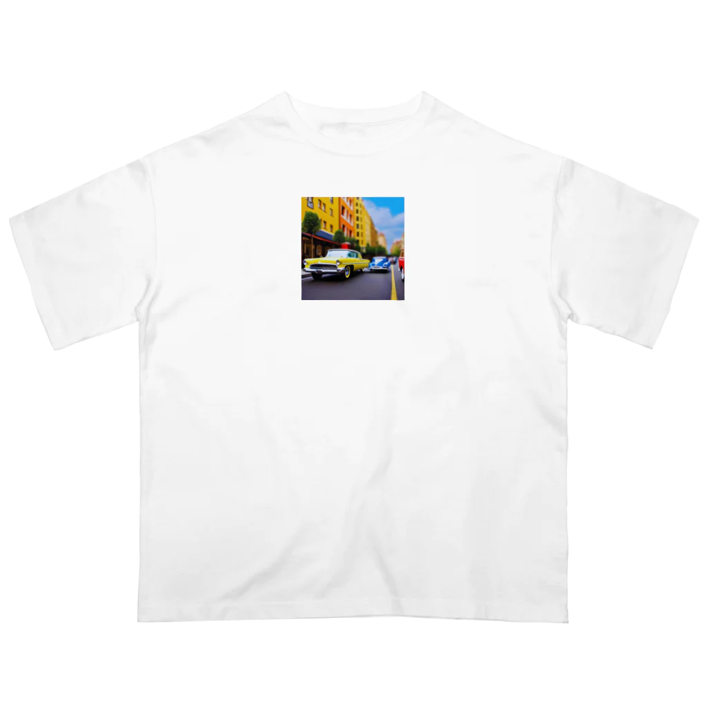 SnackPineのクラシックカーと街並み Oversized T-Shirt