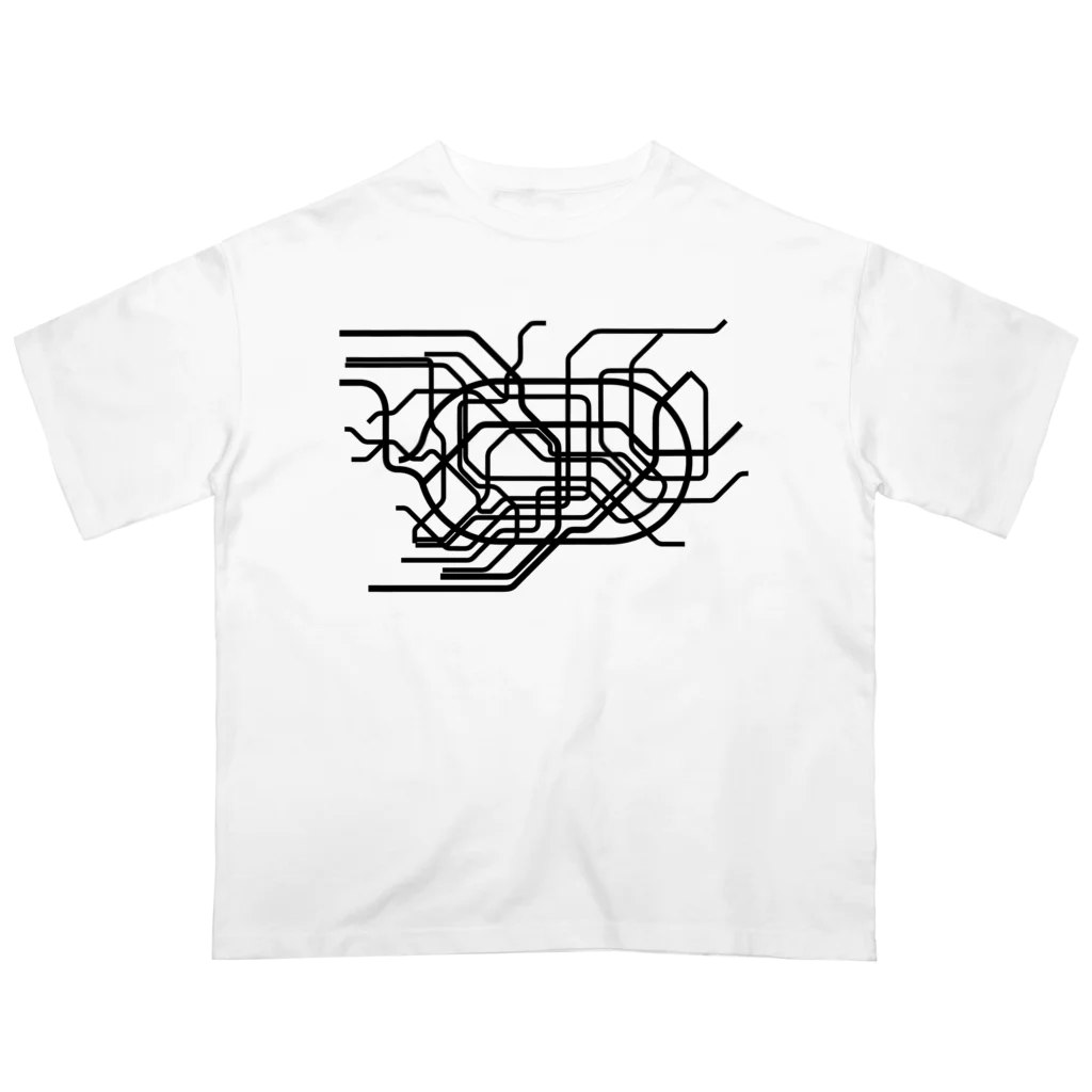 DRIPPEDの東京地下鉄路線図-東京メトロ路線図 ROUTE MAP TOKYO METROPOLITAN AREA-黒ラインバージョン- Oversized T-Shirt