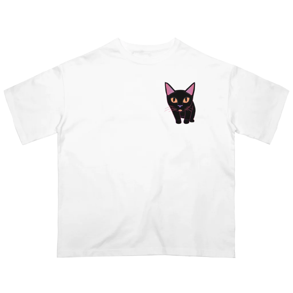 gatto solitario(物寂しげな猫)の黒猫 オーバーサイズTシャツ