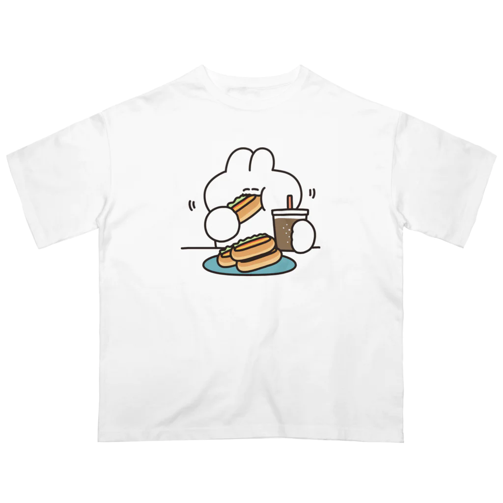 ナポリのSUZURIのホットドックとうさちゃん Oversized T-Shirt