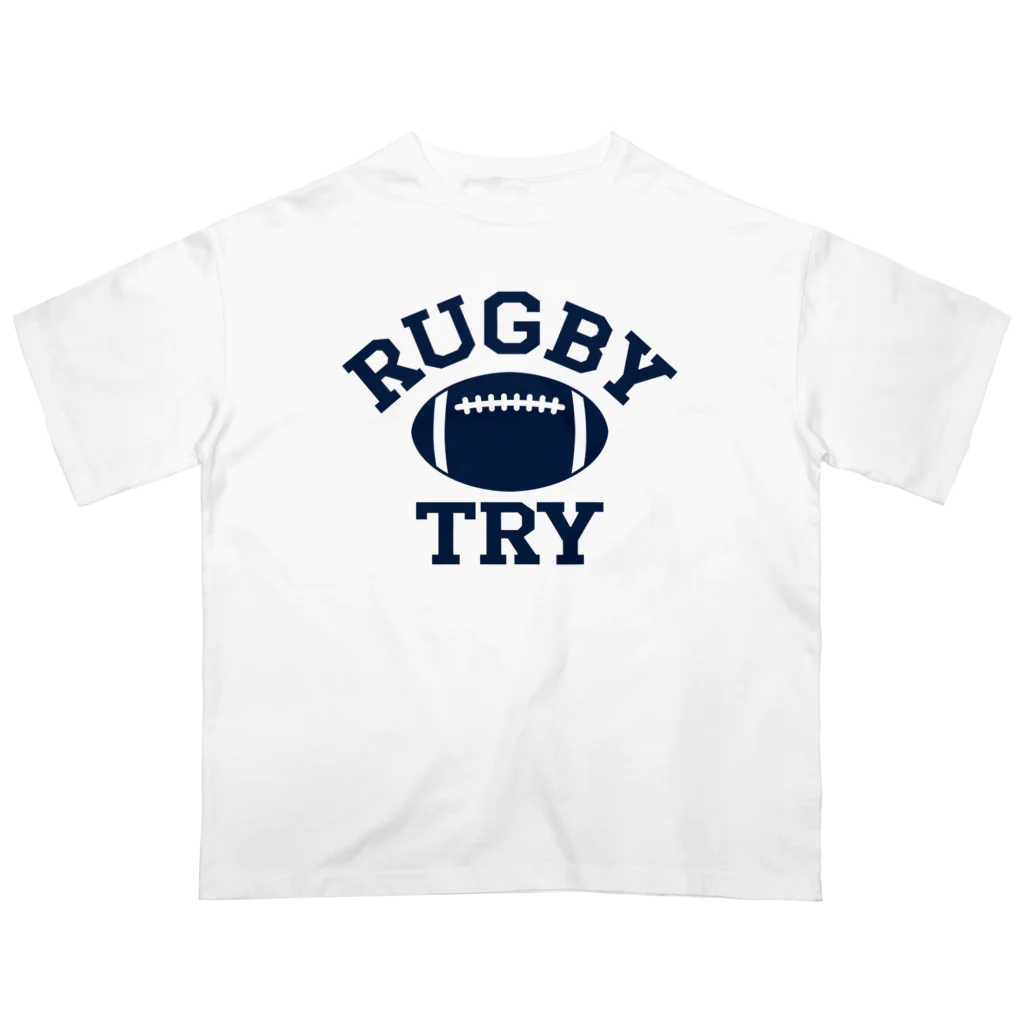 sports_tower スポーツタワーのラグビー・RUGBY・単色・グッズ・デザイン・楕円形ボール・イラスト・スポーツ・Tシャツ・男子・女子・かっこいい・かわいい・選手・ラガーマン・インゴール・ラグビーユニオン・ラグビーリーグ Oversized T-Shirt