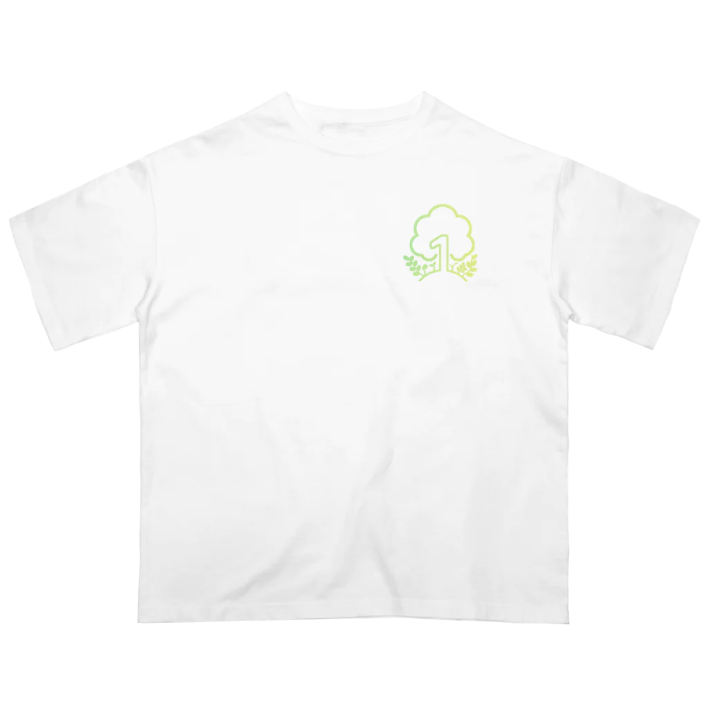 no1-plantaeの観葉家紋 四角 オーバーサイズTシャツ
