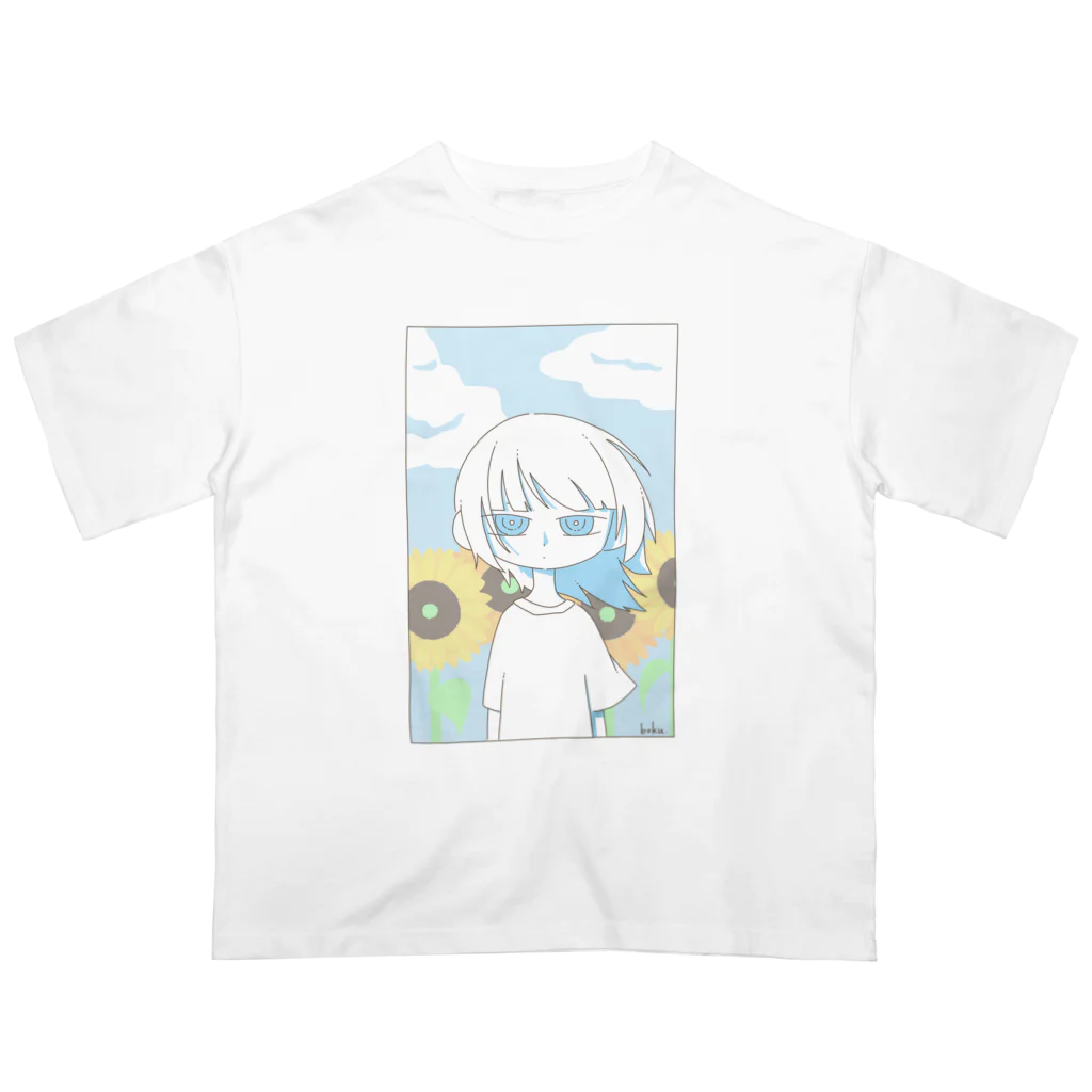 Breezeの青空と向日葵と Oversized T-Shirt