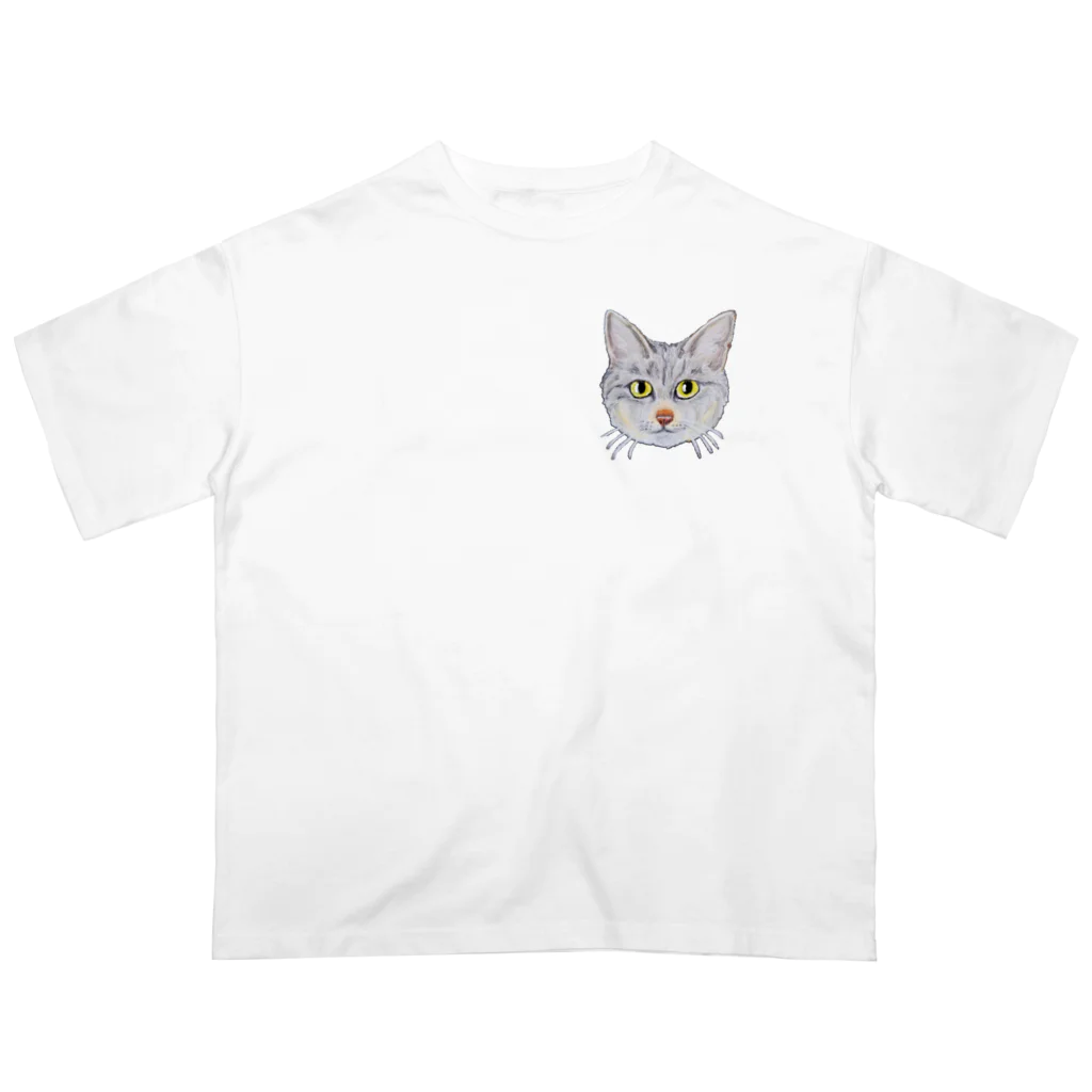 れいにゃん堂&れいにゃあ～と😺のチョークアートのキジトラ猫😸 オーバーサイズTシャツ