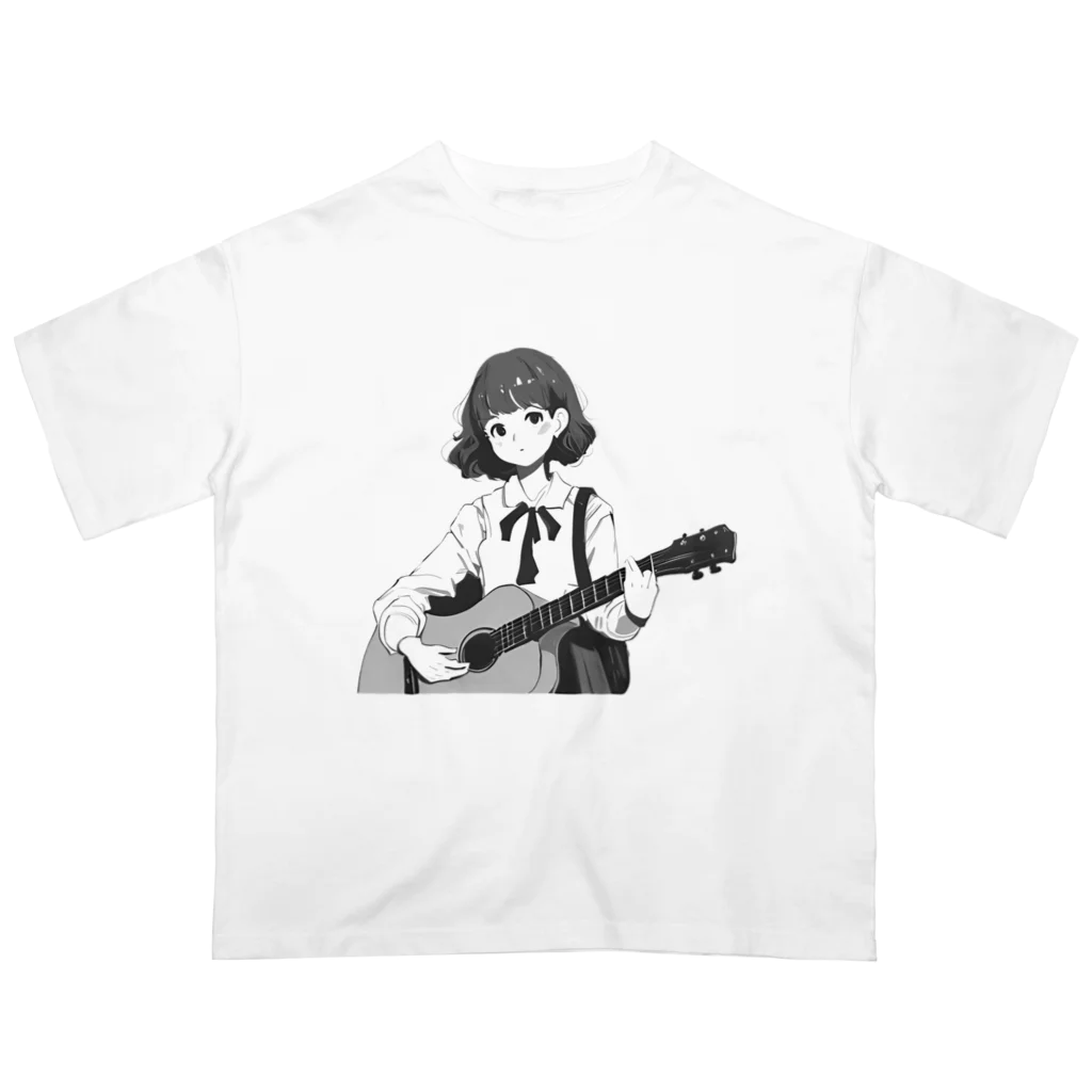 らいくん♢おしゃれ好き♢のギターを弾く女の子 オーバーサイズTシャツ