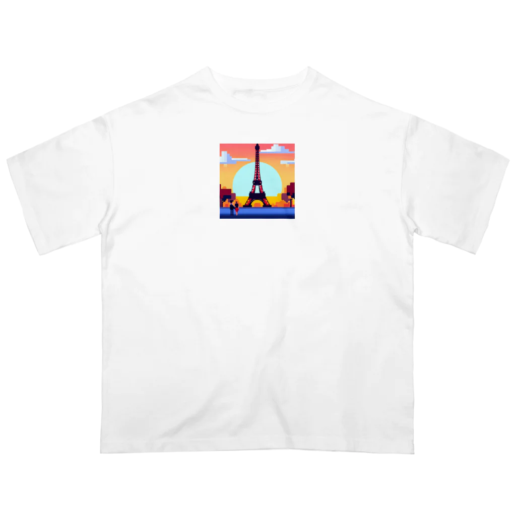 shibasannのフランスの風景のピクセルアート Oversized T-Shirt