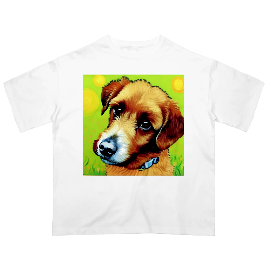 ハッピー・ディライト・ストアの見つめる愛犬 オーバーサイズTシャツ