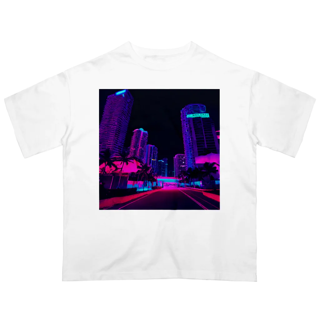 PCFTのネオン風都市 Oversized T-Shirt