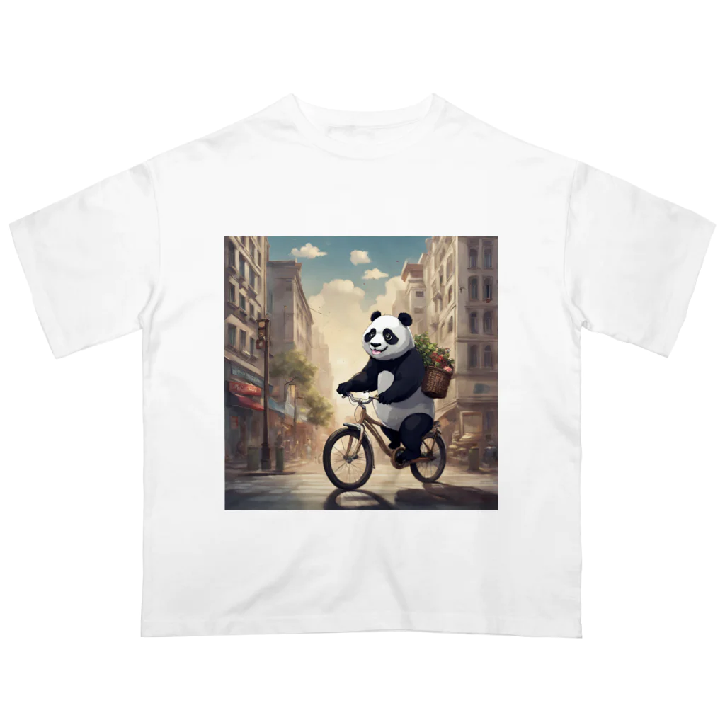 ルノルノの自転車でお買い物パンダくん Oversized T-Shirt