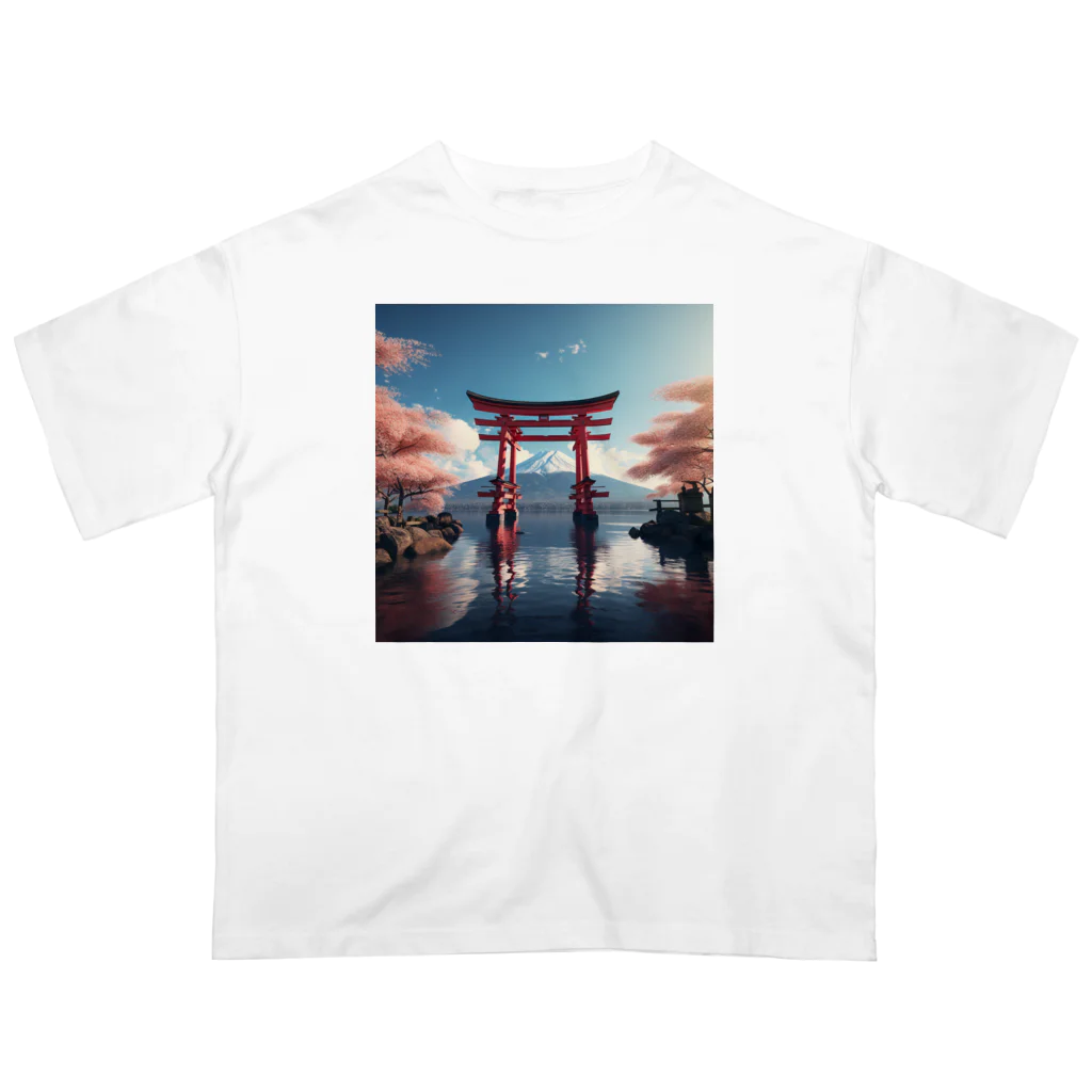 HRC_SUZURI-01の神社 富士山と鳥居 Oversized T-Shirt