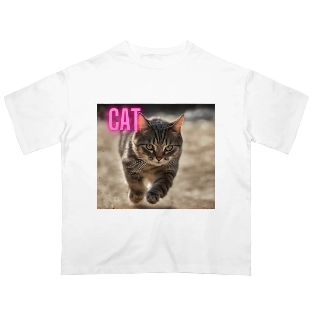 TAIYO 猫好きのピンクロゴCAT 狩猟風 オーバーサイズTシャツ