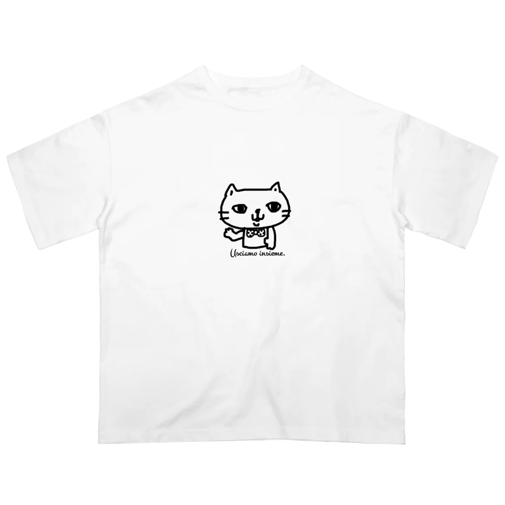 よしねこねこの水玉の蝶ネクタイ Oversized T-Shirt