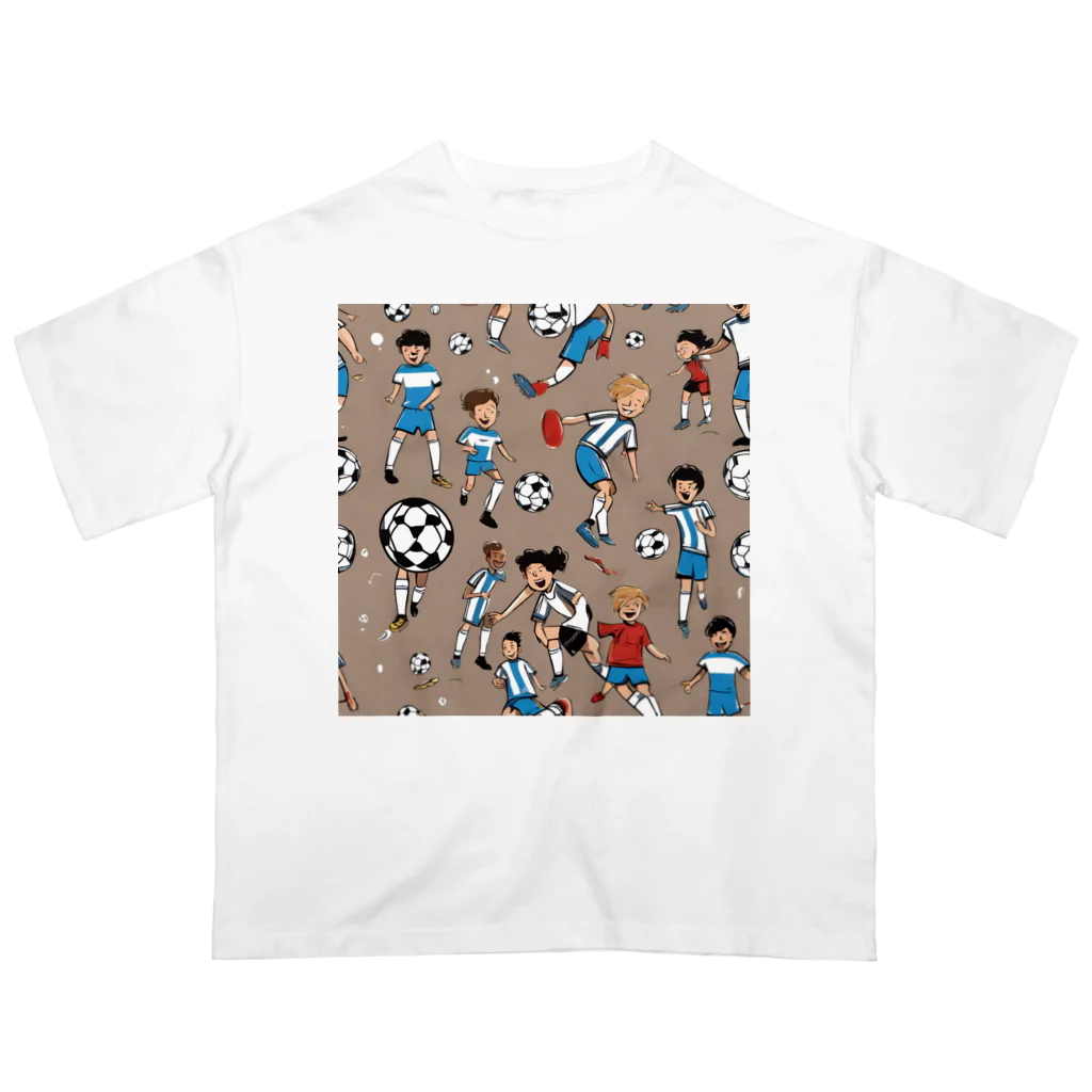 子供と嫁と時々わたしのサッカー小僧 オーバーサイズTシャツ