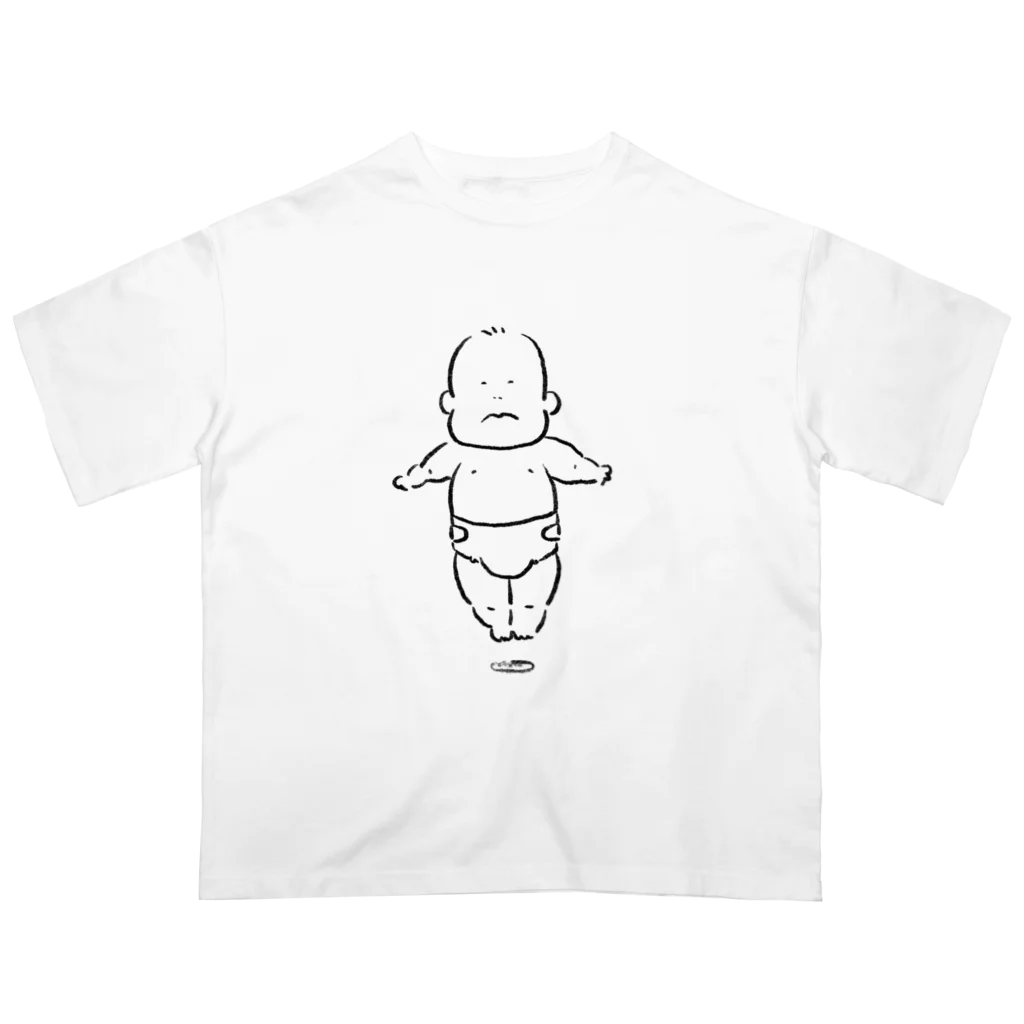 ペキニーズのとんかつ屋の浮遊する赤ちゃん（3ヶ月） オーバーサイズTシャツ