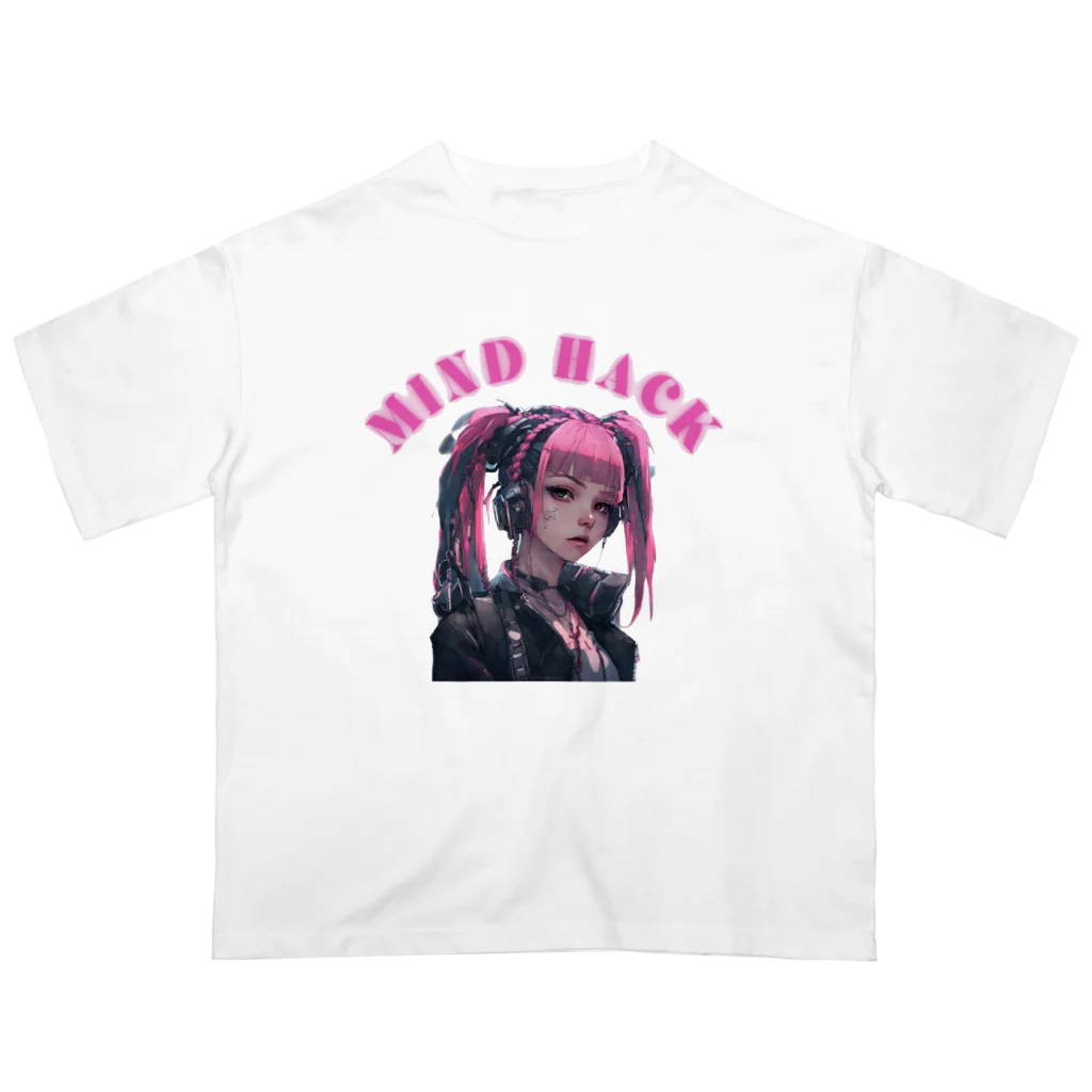 Cyber XXXのサイバーパンク少女　ツインテール オーバーサイズTシャツ