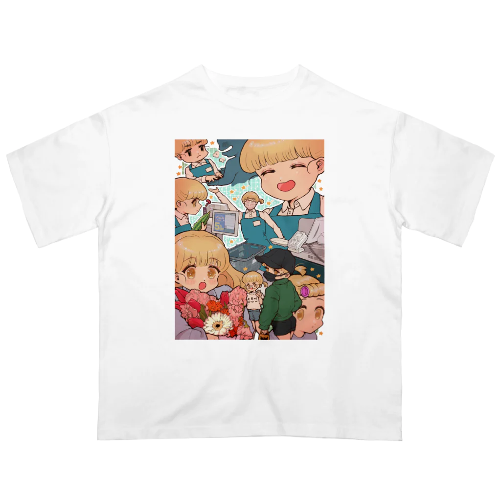 超原石のお店のスーパーのレジ係の女の子 Oversized T-Shirt