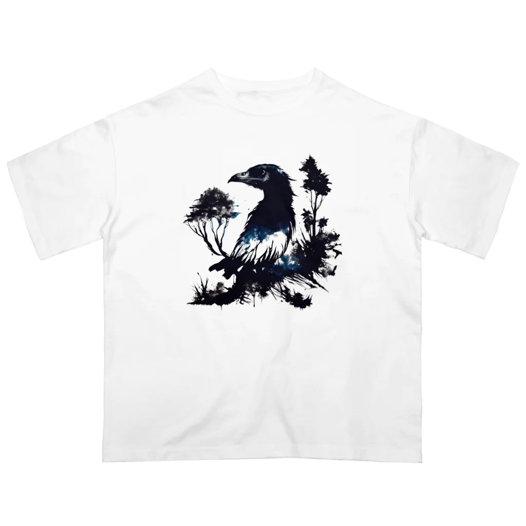 USK666の墨絵シリーズ「鴉」 Oversized T-Shirt