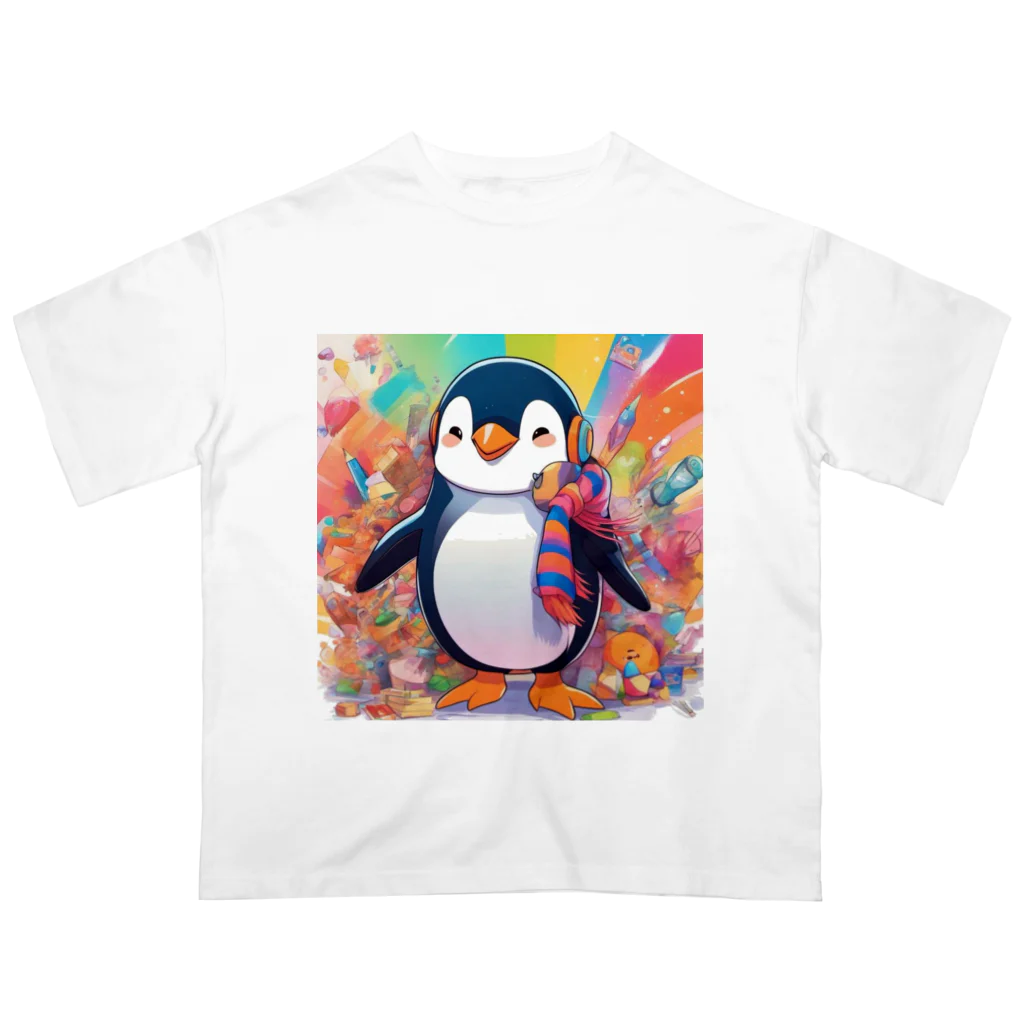 aki7sの笑顔のペンギン オーバーサイズTシャツ