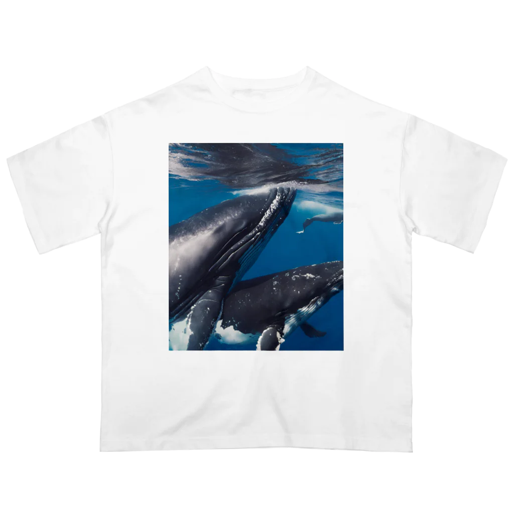 Fasterのシロナガスクジラ　親子 オーバーサイズTシャツ