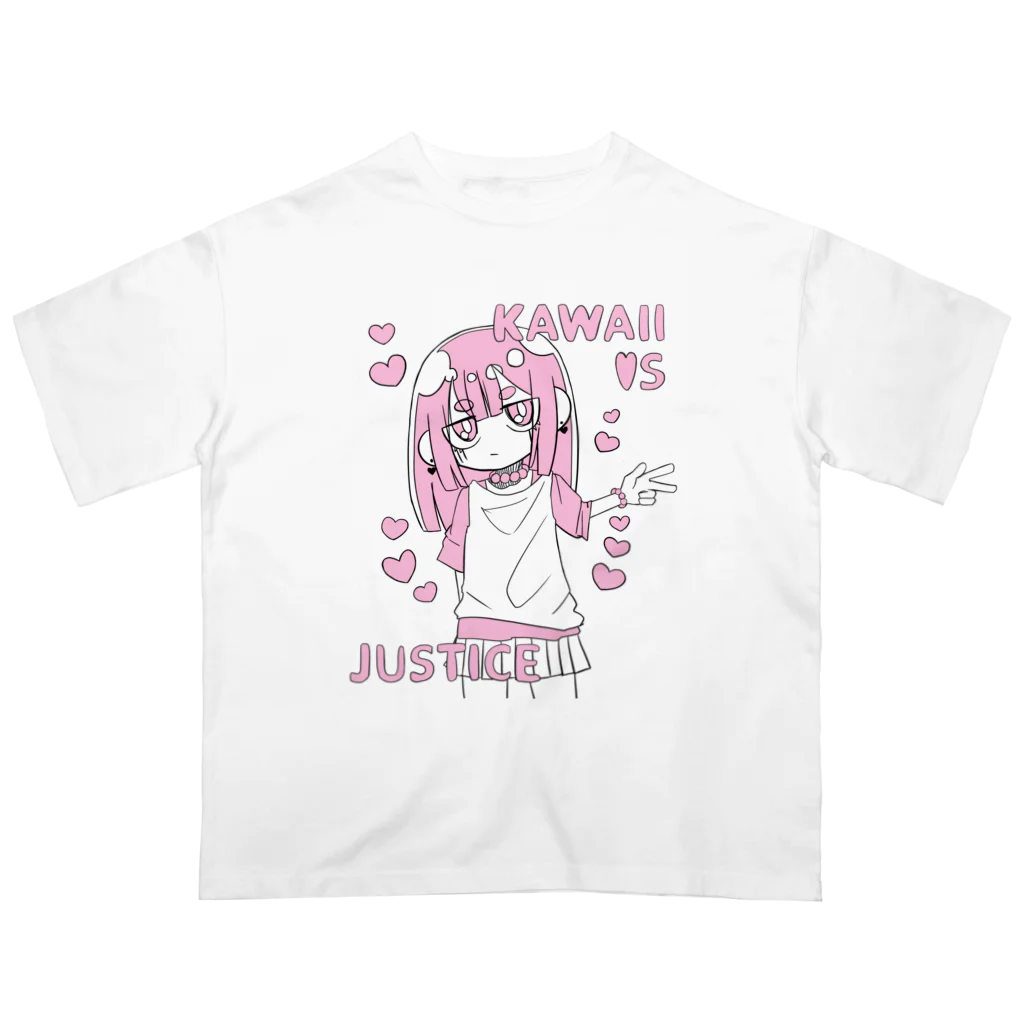 ライカのお店屋さんのKAWAII女の子（桃色） オーバーサイズTシャツ